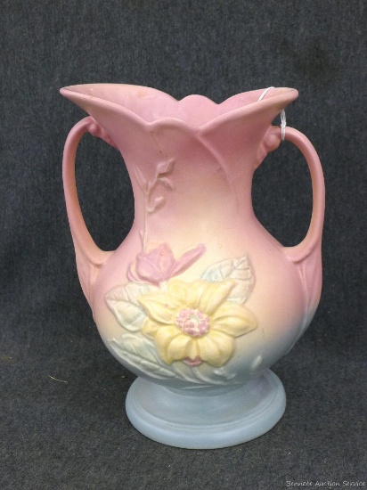 Hull Art stoneware vase is marked USA-3-8-1/2" One hairline crack noted on lip and a minor repair on