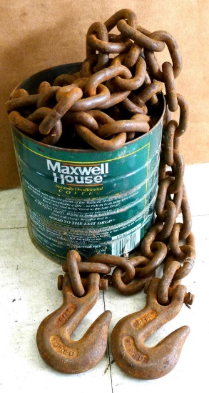 16' length of 3/8" chain has two grab hooks, no repairs.
