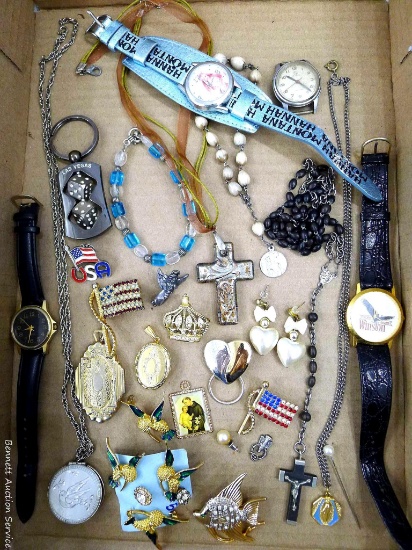 Necklaces, watches, earrings, pins and more; longest piece in the rosary measures 13-1/2" long
