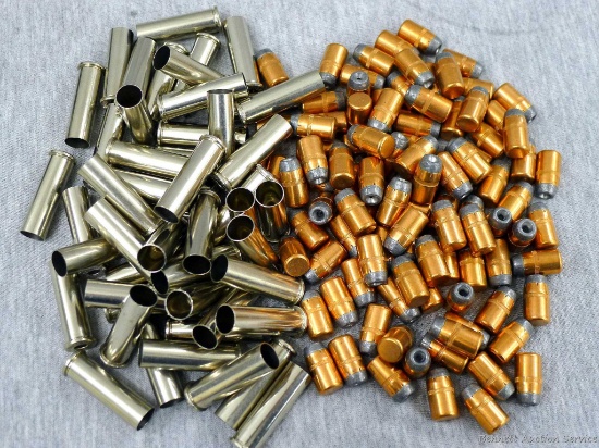 Winchester-Western Super nickel plated .357 cases, decapped and clean. Jacketed hollow point bullets