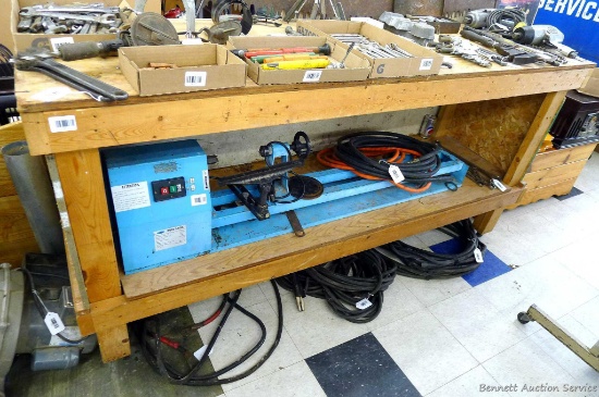 Rolling workbench with lower shelf is 6.5' x 2' x 39" high. Bring ramps, friends, and a plan to