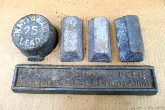 18lbs 6oz combined. J.T. Wing's High Speed Graphite Metal (babbitt) and four lead ingots
