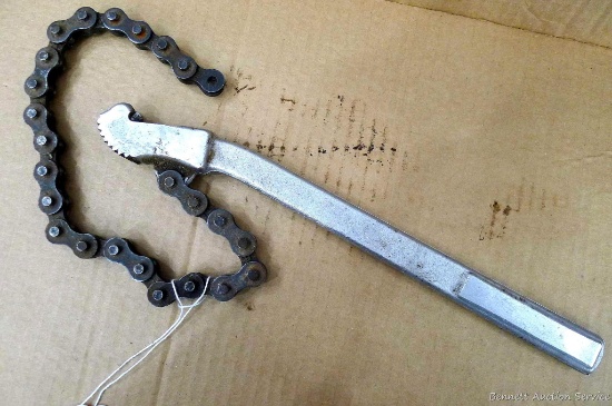 Speedy brand chain wrench No. 3012 has a 15" chain and an 11" handle.