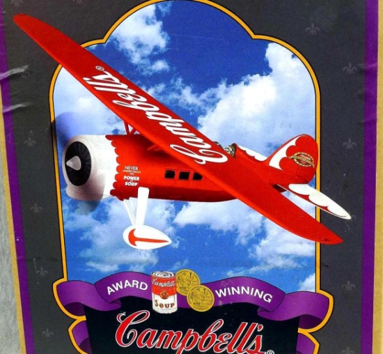 Campbell's 1929 Lockheed Air Express, authentically scaled replica airplane coin bank, die-cast