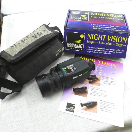 Moon Light Products ZENIT Model NV-100-1 night vision scope with illuminator, original box, padded