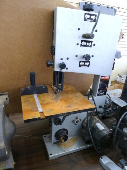 Craftsman 9" bench top band saw takes 62" blades and has a 1/3 hp motor. Runs, but needs a tune up.