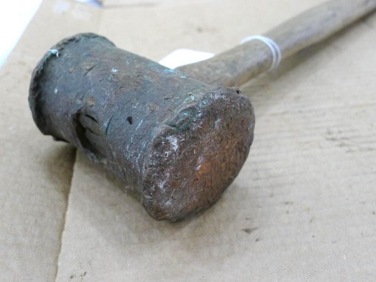 Copper or bronze hammer has a 1-1/2' hardwood handle.