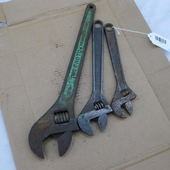 Three Proto adjustable wrenches, 16", 12", 10".