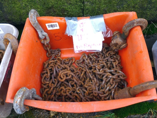 Two 5/16'' chains, seller notes 13' and 18.5', no repairs.