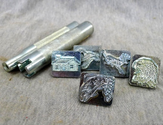 Craftool Co. 3D leather stamps including #8366 deer, #8345 trout, #8806 duck, #8344 eagle head,