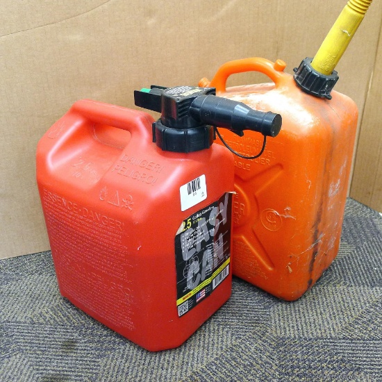 Two 2.5 gallon gas totes, one is about 1/2 full; No shipping.