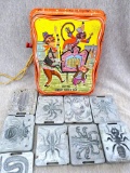 1964 Mattel Creepy Crawler Thingmaker insect bug molds and Mattel Merry Music Box measures 8'' x 6''