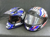 HJC riding helmet youth XL and SnoForceII riding helmet XXL. Both helmets have some scuffs but are