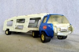 Vintage Tonka car hauler truck and trailer is nearly 19