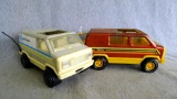 Two vintage Tonka vans - one Bell System. Each is approx. 9