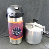 Wear-Ever Chicken Bucket, chicken pressure cooker and commercial coffee decanter stands 16'' tall.