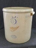 Red Wing 5 gallon large wing stoneware crock has some cracks noted. Would make a great planter.