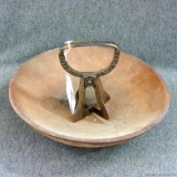 Wooden bowl is etched on bottom is 'Munising' comes with J.A. & Co. Inc. chopper No. 40 that is