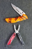 Blaze orange Buck knife opens to 6-1/2