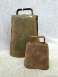 Two cattle bells, one measures 6'' and the other measures 3''