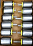 One dozen Interroll conveyor rollers with threaded hex hubs, 3