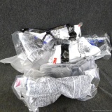 Six pair of safety glasses by 3M and others.