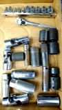 Mac, Proto, Craftsman, other incl swivel impact sockets, ratchet, standard and deep well sockets,
