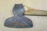 Antique broad head axe has a tight 9-1/2