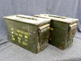 Pair of US Military ammo cans once held 5.56mm and 7.62mm cartridges. Measure about 12
