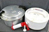 Mirro-Matic pressure cooker and Nesco food dehydrator; pressure cooker measures 17