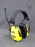 Stanley radio, hearing protector ear-muffs; radio works.