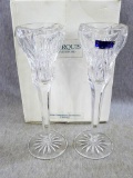 Beautiful pair of Marquis Waterford Crystal Winter Celebrations candlesticks were made in Germany