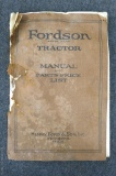 Fordson Tractor Manual and Parts Price List; measures 5-1/2