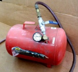 MVP 5 gallon air tank with gauge and hose. Gauge needs glass over numbers and handle is broken,