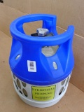 No shipping. Propane gas tank with new style head and cage. Feels empty and looks like its made of