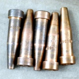 Five cutting torch tips marked 6290A-1. All appear unused. Fits Harris, Gentec, Uniweld, possibly