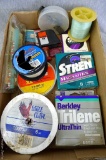 Fishline including 2,6 & 8 pound line, Lufkin 12' tape measure, beads and more.