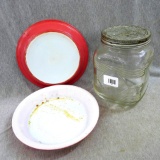 Vintage cracker jar and a pair of 8-1/2