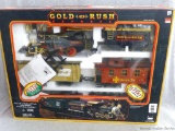 Gold Rush Express train set with over 18' of train track; engine measures 11-1/2