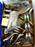 Hooks and ratchets for tie down straps include 8 hooks & 3 ratchets; ratchets look like they will