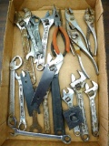 Assorted pliers and wrenches, some specialty.