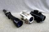 Two RD30 Red Dot sights by BSA, both work. Leupold M8 3-power rifle scope in Weaver mounts (missing