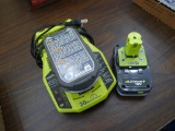 Ryobi One+ 18 volt Lithium power tool batteries and charger.