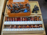 Nice set of router bits in a handy wooden case. Case is 12