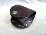 Leather snuff tin belt holder; measures 4