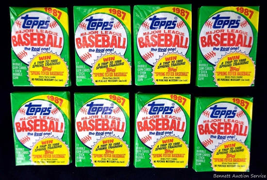 Lot of 8 Sealed Wax Packs of 1987 Topps Baseball Cards. Possible Bo Jackson, Bobby Bonilla, or Barry