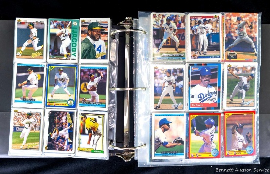 Three Ring Binder w/37 Pages Mostly Full of Baseball Cards. Most cards appear to be from 1992 and