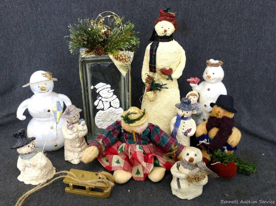 Snowman figures and more up to 11". Look to be in pretty good condition, incl three Snownickle