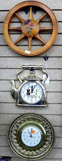 Sessions and two other quartz wall clocks. Seller notes all run; all in good condition. Sessions