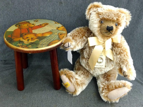 MerryThought jointed mohair teddy bear was made in England and is approx. 15" tall seated. Comes